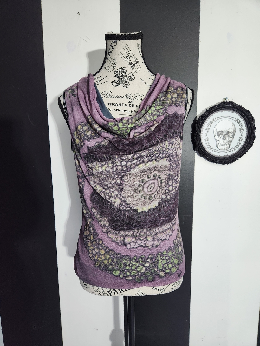 Vintage Purple & Green Cowl Neck Tank Top